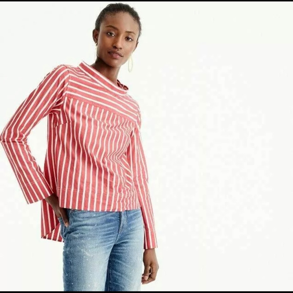 J Crew Funnel Neck Button Accent Top